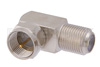 75 Ohm F Male to 75 Ohm F Female Right Angle Adapter