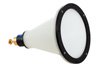 WR-15 Waveguide Lens Horn Antenna Operating from 55 GHz to 65 GHz with a Nominal 37 dBi Gain with UG-385/U Round Cover Flange