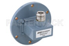WR-137 UG-441/U Round Cover Flange to Type N Female Waveguide to Coax Adapter, 5.85 GHz to 8.2 GHz, C Band, Aluminum, Paint