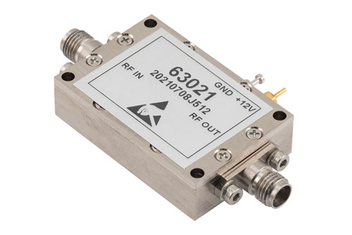 低噪声放大器，Ka频段，26.5 GHz~40 GHz，增益 35 dB，噪声系数 2.5 dB，12V，2.92mm
