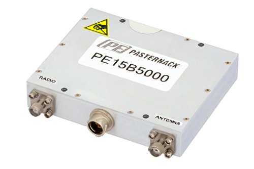 高功率双向放大器，S频段，2.4 GHz~2.5 GHz，饱和功率 20W，切换时间1 µsec，发射增益20 dB，手动发射/接收控制，SMA