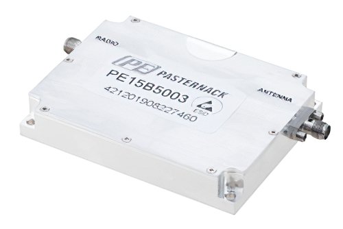 氮化镓（GaN）高功率双向放大器，30 MHz~2.7 GHz，饱和功率 8W，切换时间1 µsec，发射增益36 dB，手动发射/接收控制，SMA