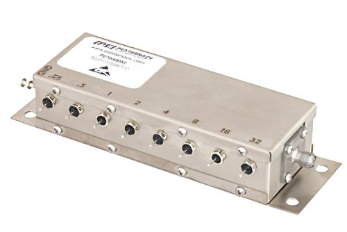 8 Bit继电器控制可编程衰减器，63.75 dB，DC~2 GHz，步进0.25 dB，+12V，SMA母头