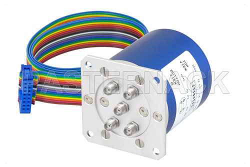 低插入损耗可重复继电器闩锁开关，单刀四掷，0.03 dB，端接，直流至20 GHz，70W，24V，指示器，自切断，TTL，SMA