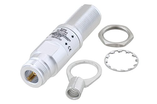 同轴射频浪涌保护器，N型F/F输入/输出穿墙式，2 GHz至6 GHz，直流隔断，10W，IP67，0.5uJ，10KA，滤波器