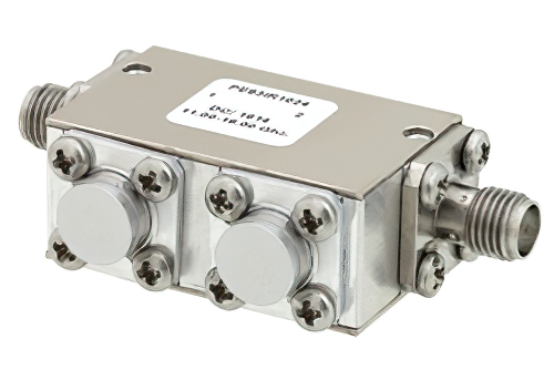 双节隔离器，隔离度34 dB，18 GHz至26.5 GHz，5瓦，SMA母头