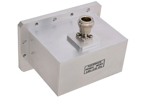 WR-284波导同轴转接头，CMR-284法兰转N型母头，工作频率为2.6 GHz至3.95 GHz，S频段