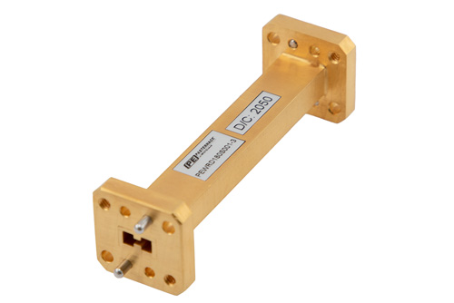 WRD-180直波导，3英寸，UG方盖法兰，18 GHz至40 GHz，黄铜