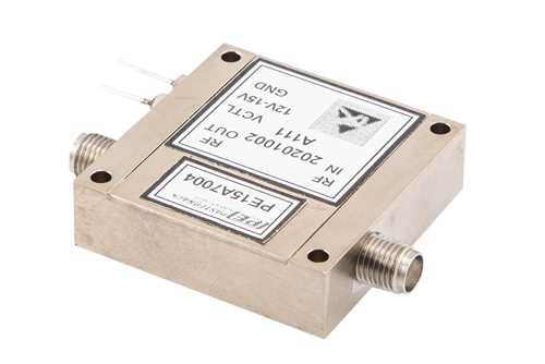 40 dB可变增益放大器，P1dB 15 dBm，2 GHz~8 GHz，增益控制 20 dB，噪声系数3.5 dB，SMA