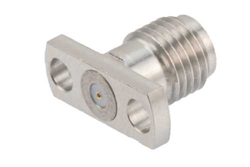 SMA母头现场可更换连接器，2孔法兰，Pin 0.015英寸，孔距0.355英寸，带金属环