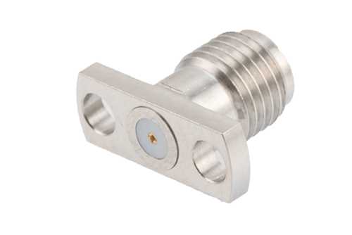 SMA母头现场可更换连接器，2孔法兰，Pin 0.018英寸，孔距0.355英寸，带金属环