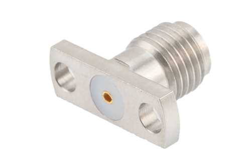 SMA母头现场可更换连接器，2孔法兰，Pin 0.036英寸，孔距0.400英寸，带金属环
