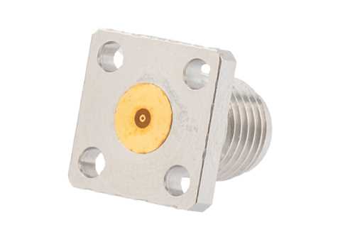 2.92mm母头现场可更换连接器，4孔法兰安装，Pin 0.009英寸，孔距0.250英寸，带金属触点环