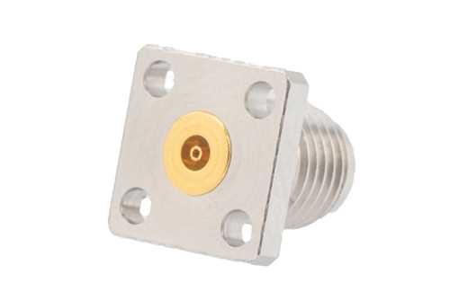 2.92mm母头现场可更换连接器，4孔法兰安装，Pin 0.02英寸，孔距0.250英寸，带金属触点环