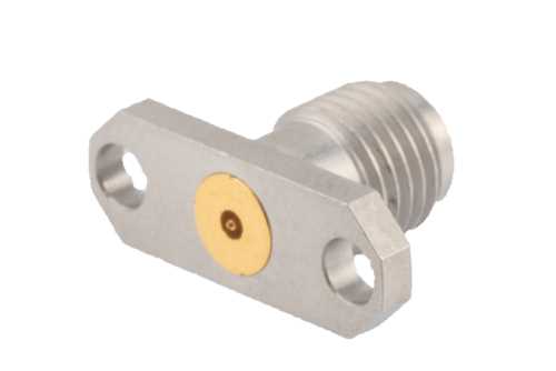 2.92mm母头现场可更换连接器，2孔法兰安装，Pin 0.009英寸，孔距0.481英寸，带金属触点环