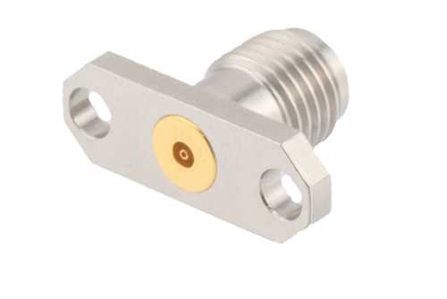 2.92mm母头现场可更换连接器，2孔法兰安装，Pin 0.015英寸，孔距0.481英寸，带金属触点环