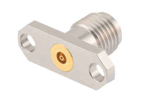 2.92mm母头现场可更换连接器，2孔法兰安装，Pin 0.02英寸，孔距0.481英寸，带金属触点环