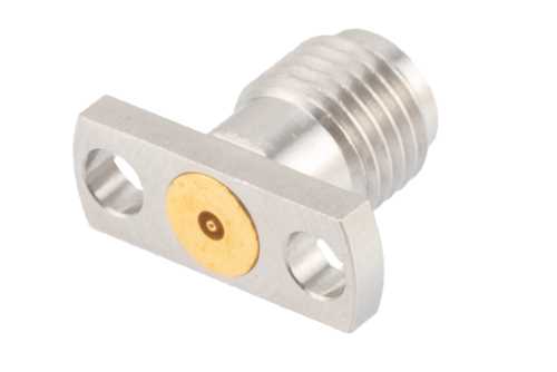 2.92mm母头现场可更换连接器，2孔法兰安装，Pin 0.009英寸，孔距0.355英寸，带金属触点环