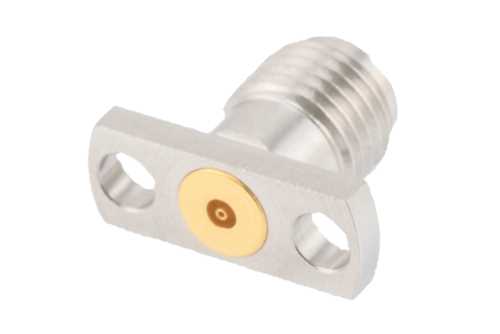 2.92mm母头现场可更换连接器，2孔法兰安装，Pin 0.015英寸，孔距0.355英寸，带金属触点环