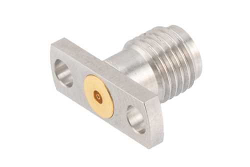 2.92mm母头现场可更换连接器，2孔法兰安装，Pin 0.012英寸，孔距0.400英寸，带金属触点环