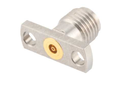 2.92mm母头现场可更换连接器，2孔法兰安装，Pin 0.02英寸，孔距0.400英寸，带金属触点环