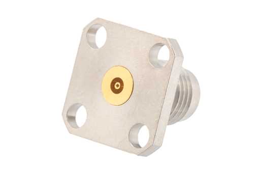 2.4mm母头现场可更换连接器，4孔法兰安装，Pin 0.02英寸，孔距0.340英寸，带金属触点环
