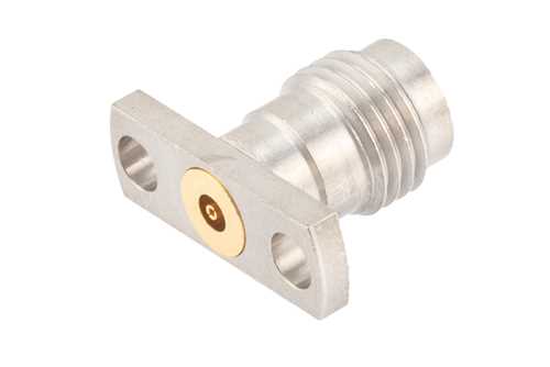 2.4mm母头现场可更换连接器，2孔法兰安装，Pin 0.02英寸，孔距0.400英寸，带金属触点环