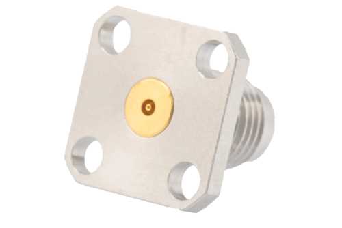 1.85mm母头现场可更换连接器，4孔法兰安装，Pin 0.009英寸，孔距0.340英寸，带金属触点环