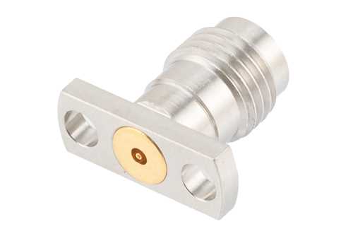 1.85mm母头现场可更换连接器，2孔法兰安装，Pin 0.009英寸，孔距0.355英寸，带金属触点环