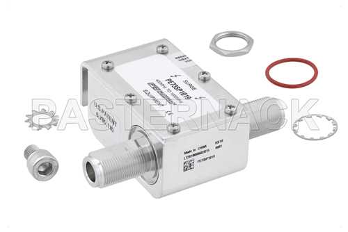N型母头/母头(输入/输出)，同轴射频浪涌保护器，400 MHz至1.2 GHz，直流通过，300W，IP67，500uJ，20kA，混合，安装支架正对连接器主体