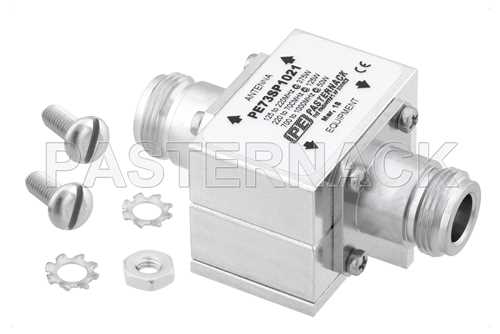 同轴射频浪涌保护器，N型F/F输入/输出，125 MHz至1 GHz，直流隔断，375W，220uJ，20kA，屏蔽盖和气管