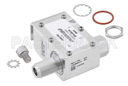 同轴射频浪涌保护器，N型M/F输入/输出，100 MHz至512 MHz，直流隔断，750W，IP67，0.5uJ，20KA，滤波器，支架朝向主体
