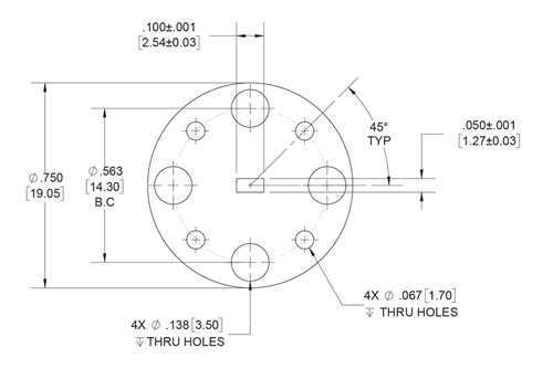 WR-10 波导垫片，UG 圆盖法兰，2mm，铜