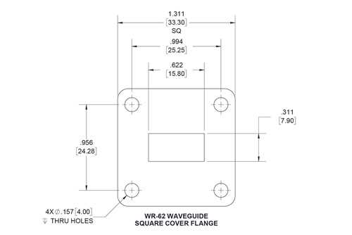WR-62 波导垫片，UG 方盖法兰，5mm，铜