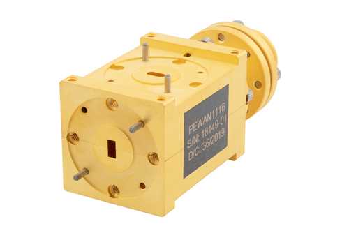 WR-19 波导双极化标量馈电喇叭天线，频率范围40 GHz至60 GHz，增益13 dBi，UG-383/U-Mod 法兰