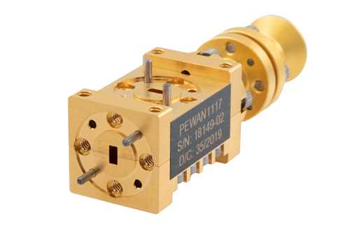 WR-15 波导双极化标量馈电喇叭天线，频率范围50 GHz至75 GHz，增益13 dBi，UG-385/U-Mod 法兰