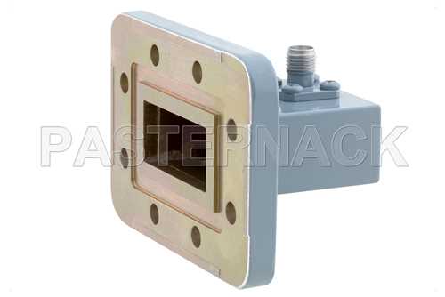 WR-112波导同轴转接头，CPR-112G槽面法兰转SMA母头，7.05 GHz~10 GHz，H频段，铝，涂层