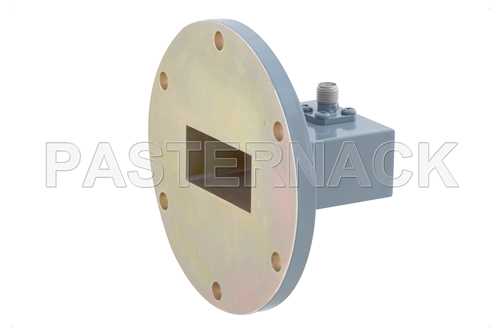 WR-137 波导同轴转接头，UG-441/U圆盖法兰转SMA母头，5.85 GHz~8.2 GHz，C频段，铝，涂层