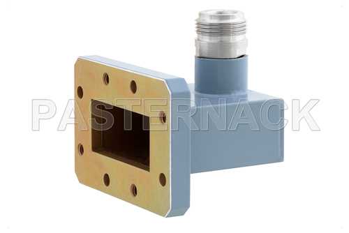 WR-137波导同轴转接头，CMR-137法兰转N型母头，5.85 GHz~8.2 GHz，C频段，铝，涂层