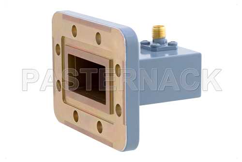WR-137波导同轴转接头，CPR-137G糟面法兰转SMA母头，5.85 GHz~8.2 GHz，C频段，铝，涂层