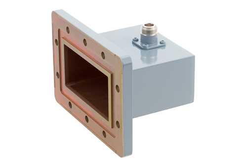 WR-340波导同轴转接头，CPR-340G槽面法兰转N型母头，2.2 GHz~3.3 GHz