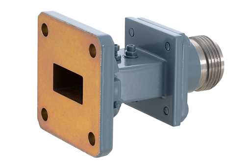 WR-42 波导同轴转接头，UG-597/U方盖法兰转端发射2.92mm母头，18 GHz~26.5 GHz