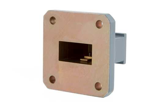 WR-75 波导同轴转接头，方盖法兰转端发射SMA母头，10 GHz~15 GHz，M频段，铝，涂层