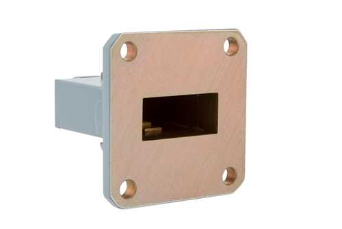 WR-90 波导同轴转接头，UG-135/U方盖法兰转端发射SMA母头，8.2 GHz~12.4 GHz，X频段，铝，涂层