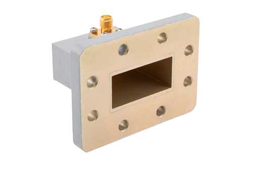 WR-137 波导同轴转接头，UDR70法兰转SMA母头，工作频率为5.38 GHz至8.17 GHz，铝材质