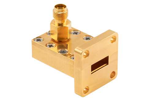 WR-42 波导同轴转接头，UBR220法兰转2.92mm母头，工作频率为17.6 GHz至26.7 GHz，黄铜材质