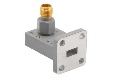 WR-28 波导同轴转接头，UBR320法兰转2.92mm母头，工作频率为26.5 GHz至40 GHz，铝材质
