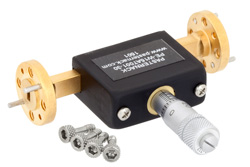 WR-15 Waveguide Continuously Variable Attenuator, 0 to 30 dB, From 50 GHz to 75 GHz, UG-385/U Round Cover Flange, Dial