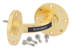 WR-19 Instrumentation Grade Waveguide E-Bend with UG-383/U-Mod Flange Operating from 40 GHz to 60 GHz