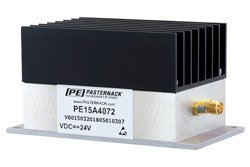 40 dB Gain, 4 Watt P1dB, 20 MHz to 1 GHz, GaN Power Amplifier, SMA, 44 dBm IP3, 32% PAE, 6 dB NF, with Heatsink